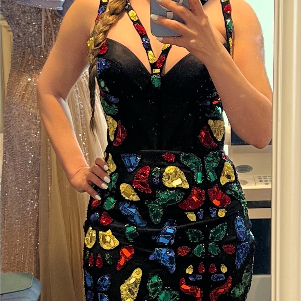 Custom made black evening corset dress size medium 4-6